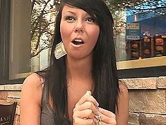 Pussy Movie, Rebecca flashes tits at a cafe
